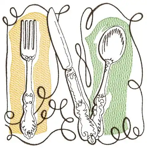 Kitchen Cutlery Embroidery Design Sale