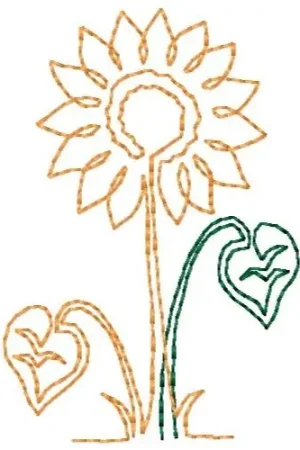 Outline Sunflower Embroidery Design Handmade