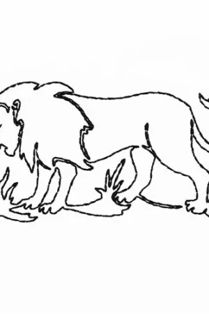 Continuous Line Lion Embroidery Design Trending