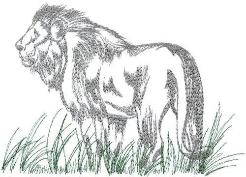 Male Lion Embroidery Design Price Cut