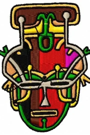 African Mask Embroidery Design Fast Shipping
