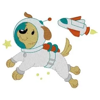 Astronaut Dog Embroidery Design Clearance