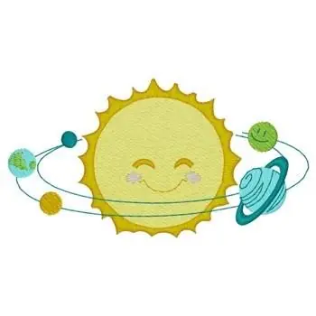 Get Yours Sun & Planets Embroidery Design