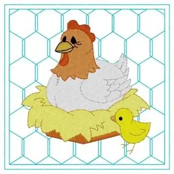 Chicken Quilt Square Embroidery Design Viral
