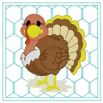 Don’t Miss Out Turkey Quilt Square Embroidery Design
