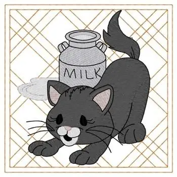 Cat Quilt Square Embroidery Design Handmade
