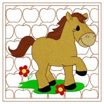 Horse Quilt Square Embroidery Design No Minimum Order