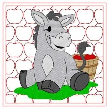 Donkey Quilt Square Embroidery Design Limited Offer
