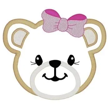 Original Girl Bear Head Applique Embroidery Design