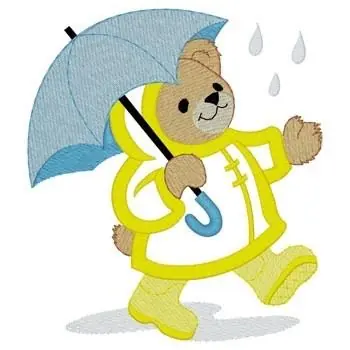 Raincoat Bear Applique Embroidery Design In Demand