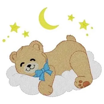 Sleeping Teddy Bear Ribbon Embroidery Design Hot Picks