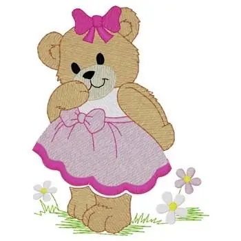 Dressed Up Bear Fringe Embroidery Design Instant Buy