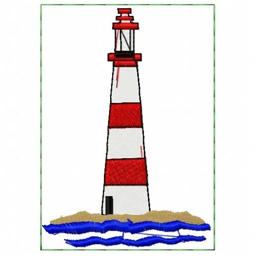 Lighthouse Striped Embroidery Design Money Back Guarantee