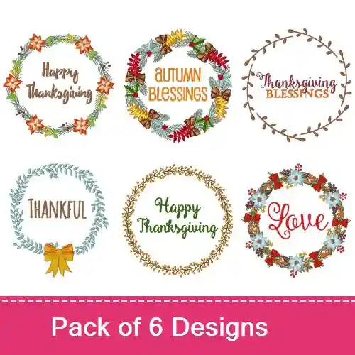 Thanksgiving Wreaths Embroidery design pack by Bella Mia Designs, Embroidery Packs on EmbroideryDesigns.com Exclusive