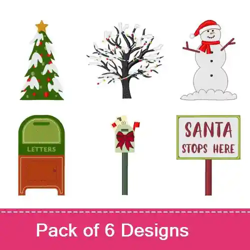 Christmas Scenery Embroidery design pack by Bella Mia Designs, Embroidery Packs on EmbroideryDesigns.com No Minimum Order