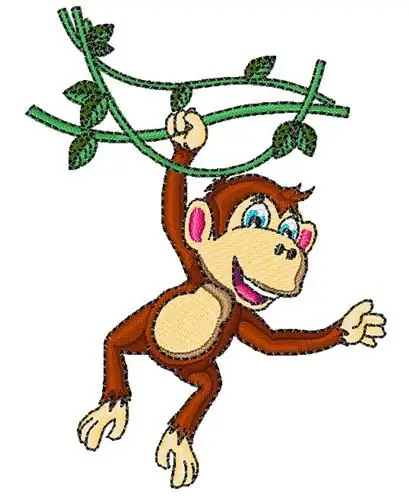 Monkey On Vine Embroidery Design Same Day Shipping