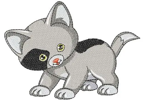 Premium Grey Cat Embroidery Design