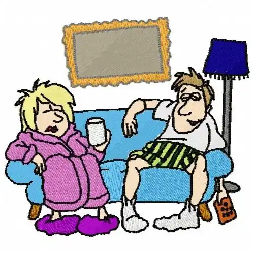 Lazy Couple Embroidery Design One Day Deal