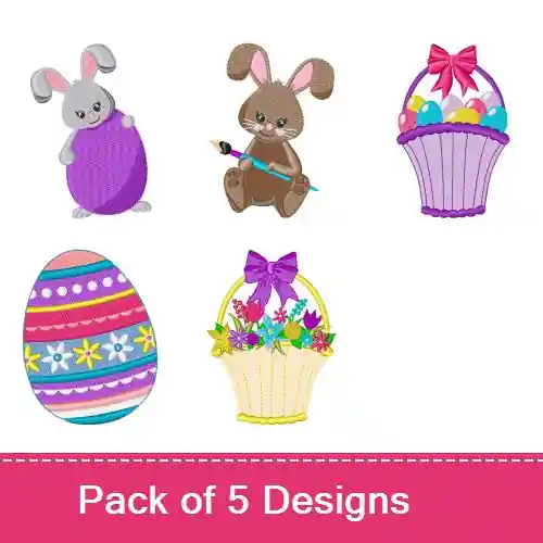 Easter Bunnies Embroidery design pack by Bella Mia Designs, Embroidery Packs on EmbroideryDesigns.com Best Price
