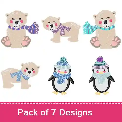Winter Animals Embroidery design pack by Bella Mia Designs, Embroidery Packs on EmbroideryDesigns.com Same Day Shipping