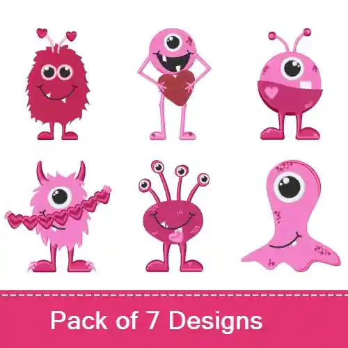 Limited Time Love Monsters Embroidery design pack by Bella Mia Designs, Embroidery Packs on EmbroideryDesigns.com