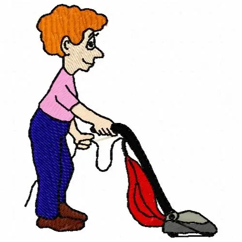 Vacuuming Man Embroidery Design Buy Direct