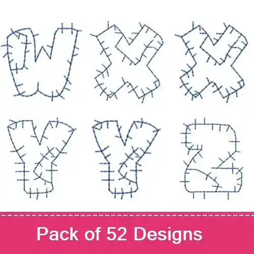 Shop Now Patchwork Letter Font Embroidery design pack by Bella Mia Designs, Embroidery Packs on EmbroideryDesigns.com