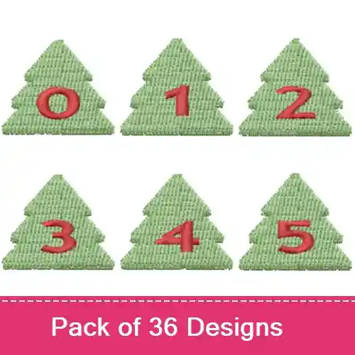 Alphshapes Xmas Trees Font Embroidery design pack by Bella Mia Designs, Embroidery Packs on EmbroideryDesigns.com New Release