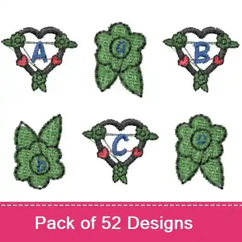 Exclusive Offer FL Heart Dark Font Embroidery design pack by Bella Mia Designs, Embroidery Packs on EmbroideryDesigns.com