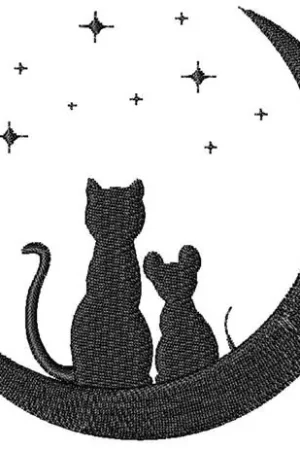 Animals On Moon Embroidery Design Limited Edition