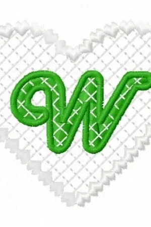 Worldwide Shipping W Heart Embroidery Design