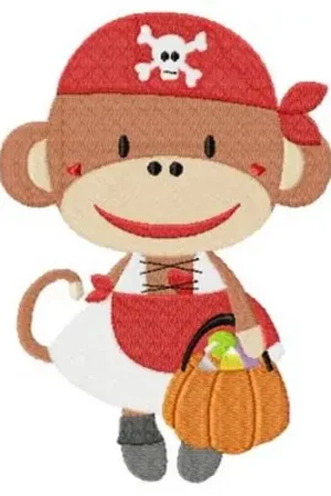 Genuine Pirate Monkey Embroidery Design