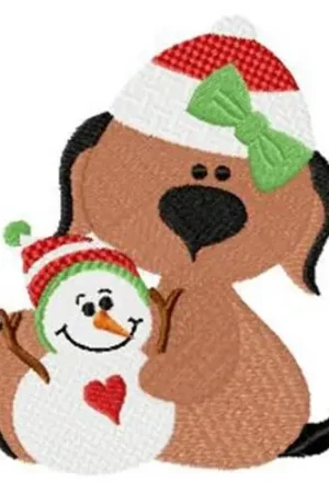 Puppy & Snowman Embroidery Design Order Now