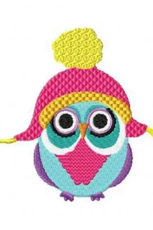 Winter Owl & Hat Embroidery Design Discount