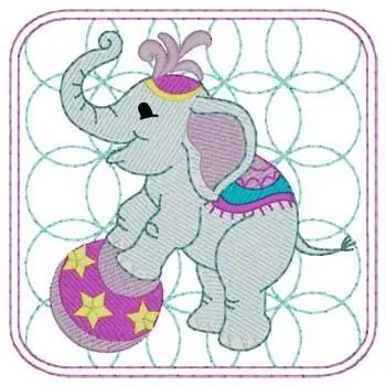 Bulk Order Circus Elephant Quilt Square Embroidery Design