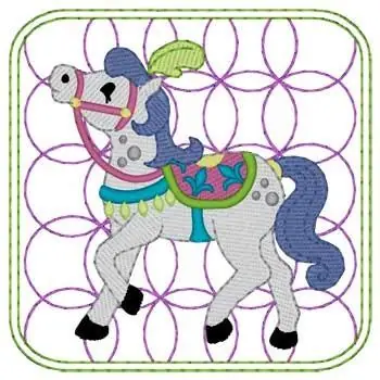 Circus Horse Quilt Square Embroidery Design Instant Buy