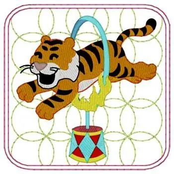 Worldwide Shipping Circus Tiger Embroidery Design