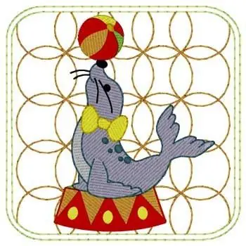 Circus Seal Quilt Square Embroidery Design Time-Limited