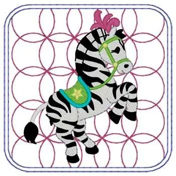 Circus Zebra Quilt Square Embroidery Design Secure Checkout