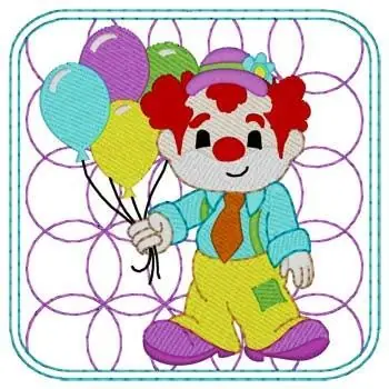Clown Wballoons Quilt Square Embroidery Design Get Yours