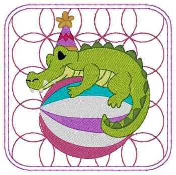 Exclusive Circus Alligator Quilt Square Embroidery Design