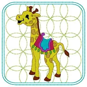 Circus Giraffe Quilt Square Embroidery Design Next Day Delivery