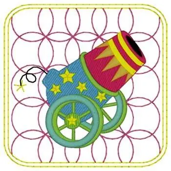Next Day Delivery Circus Cannon Quilt Square Embroidery Design