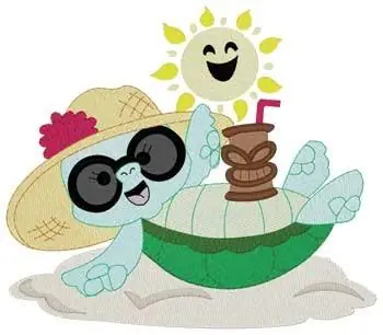 Express Delivery Kawaii Turtle Embroidery Design