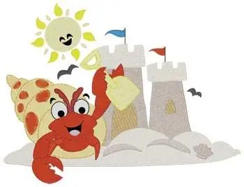 Popular Kawaii Hermit Crab Embroidery Design