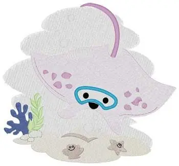 Kawaii Manta Ray Embroidery Design Affordable
