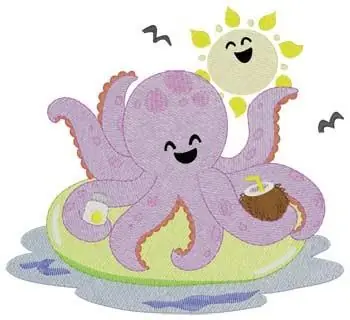 Fresh Stock Kawaii Octopus Embroidery Design