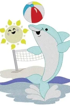 Bargain Kawaii Dolphin Embroidery Design