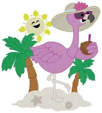 Kawaii Flamingo Embroidery Design Latest