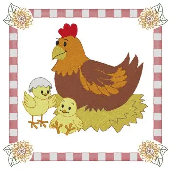 Markdown Chicken Quilt Square Embroidery Design